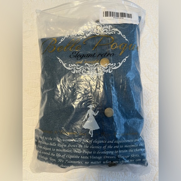 Belle Poque Women's Stretch A-Line Flared Midi Skirt w/ Pockets & Belt Size L - Picture 3 of 9